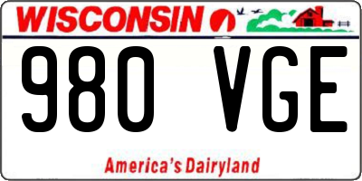 WI license plate 980VGE