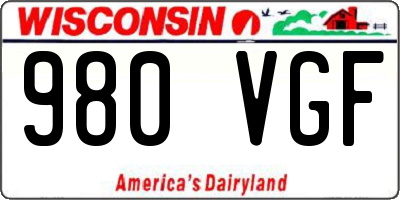 WI license plate 980VGF
