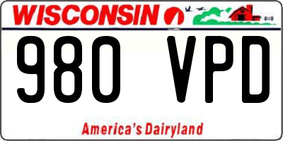 WI license plate 980VPD
