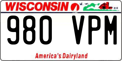 WI license plate 980VPM