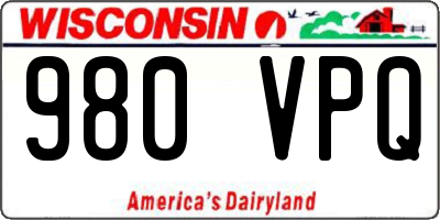 WI license plate 980VPQ