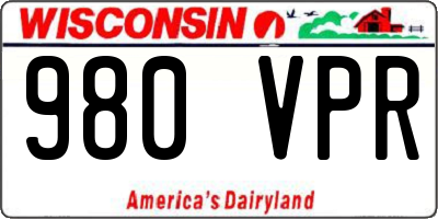 WI license plate 980VPR