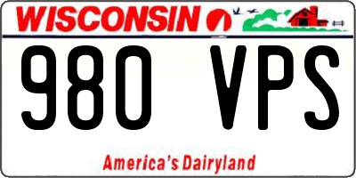 WI license plate 980VPS