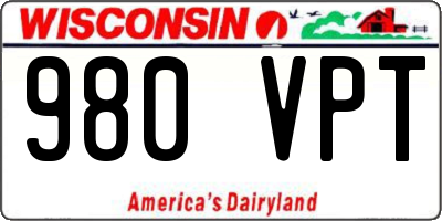 WI license plate 980VPT