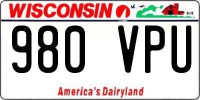 WI license plate 980VPU