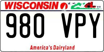 WI license plate 980VPY