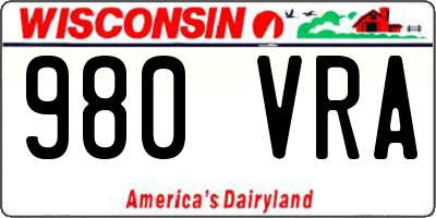WI license plate 980VRA