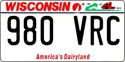 WI license plate 980VRC