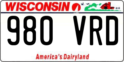 WI license plate 980VRD