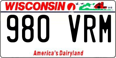WI license plate 980VRM