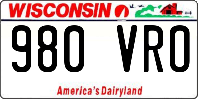 WI license plate 980VRO