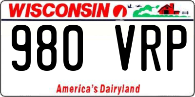 WI license plate 980VRP