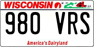 WI license plate 980VRS