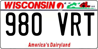 WI license plate 980VRT