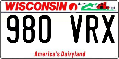 WI license plate 980VRX