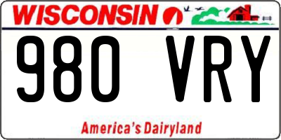 WI license plate 980VRY