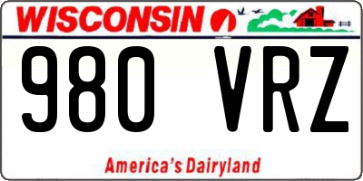 WI license plate 980VRZ