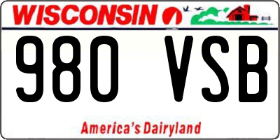 WI license plate 980VSB