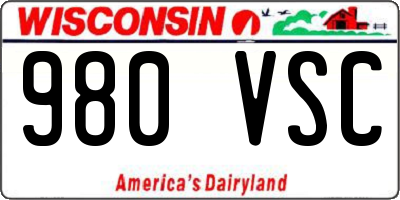 WI license plate 980VSC