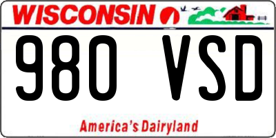WI license plate 980VSD