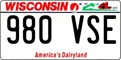 WI license plate 980VSE