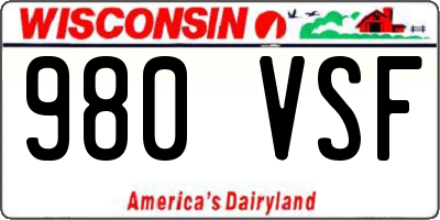 WI license plate 980VSF
