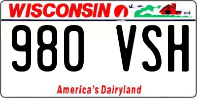 WI license plate 980VSH