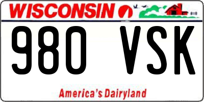 WI license plate 980VSK