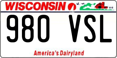 WI license plate 980VSL