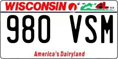 WI license plate 980VSM