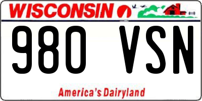 WI license plate 980VSN