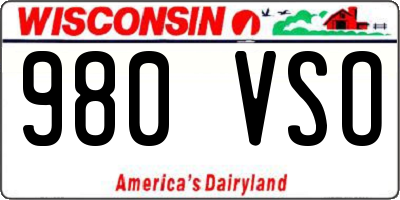 WI license plate 980VSO