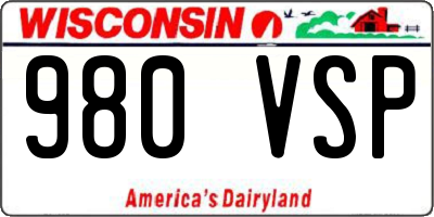 WI license plate 980VSP