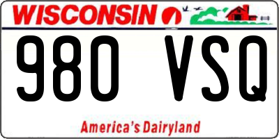 WI license plate 980VSQ