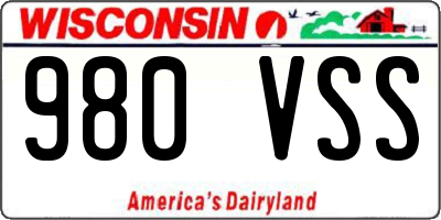WI license plate 980VSS