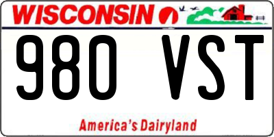 WI license plate 980VST