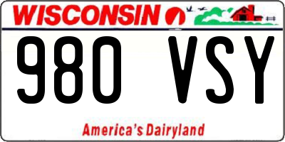 WI license plate 980VSY