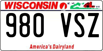 WI license plate 980VSZ
