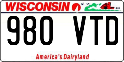 WI license plate 980VTD