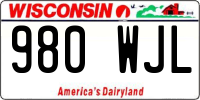 WI license plate 980WJL