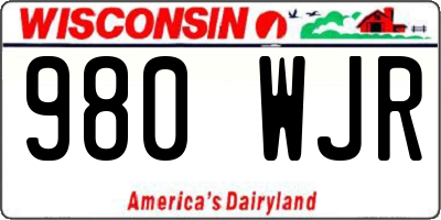 WI license plate 980WJR