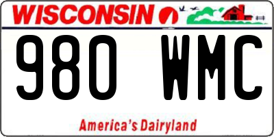 WI license plate 980WMC