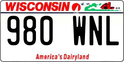 WI license plate 980WNL