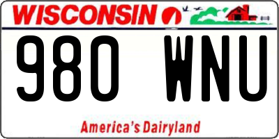 WI license plate 980WNU