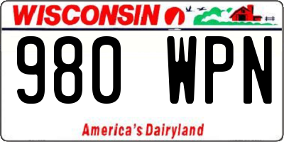 WI license plate 980WPN