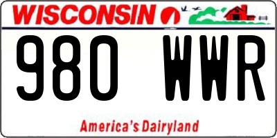 WI license plate 980WWR