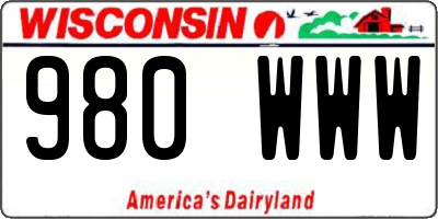WI license plate 980WWW