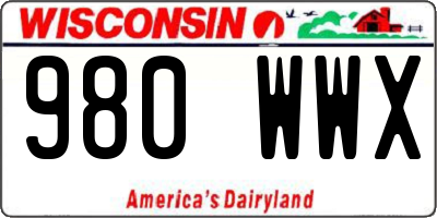 WI license plate 980WWX