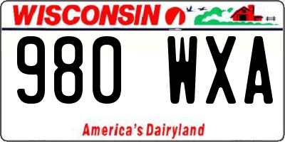 WI license plate 980WXA