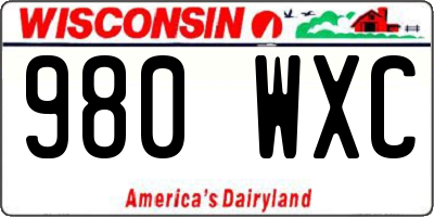 WI license plate 980WXC